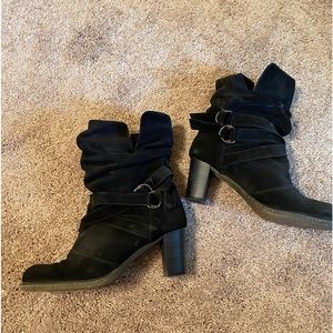 Black suede booties